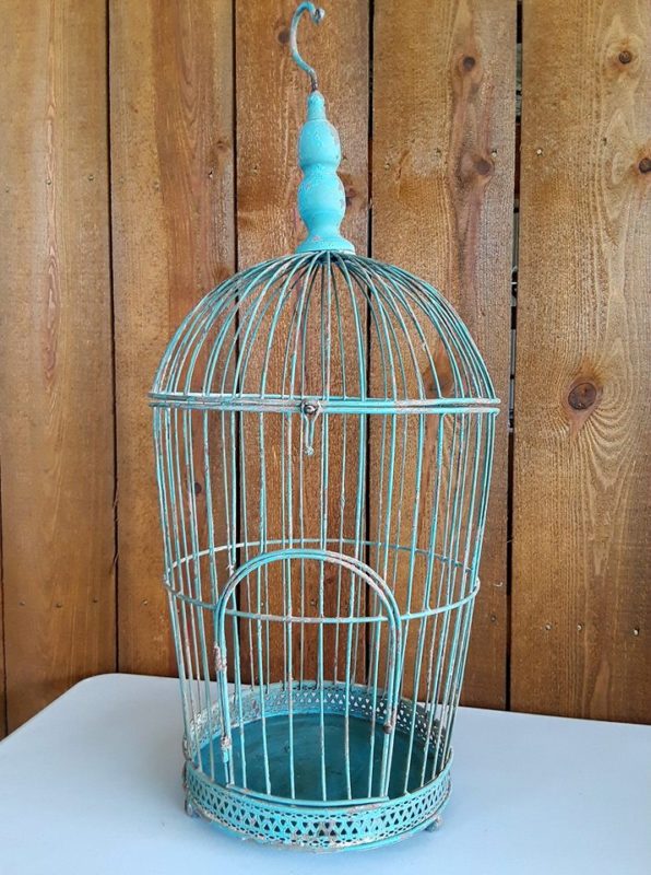 blue bird cage