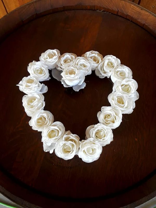 White heart-shaped wreath