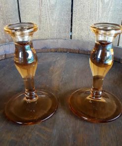 amber candlestick holders