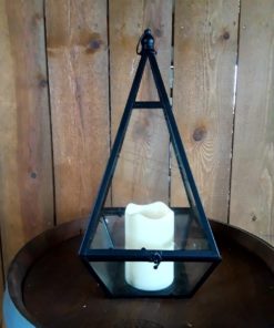 Black lantern with faux candle