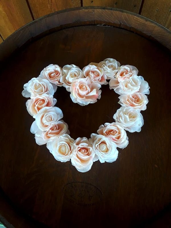 Pink heart-shaped wreath