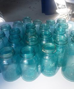 Vintage blue mason jars